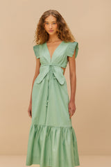 Light Green Butterfly Cut-Out Midi Dress | FARM Rio Women