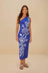 Blue Porcelain Garden Knit Midi Dress | FARM Rio Women