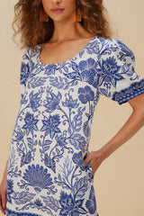 Off-White Shell Garden Euroflax™ Premium Linen Mini Dress | FARM Rio Women