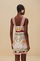 Pink Delicate Forest Euroflax™ Premium Linen Mini Dress | FARM Rio Women