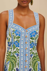 Off-White Tropicance Porcelain Garden Euroflax™ Premium Linen Mini Dre | FARM Rio Women