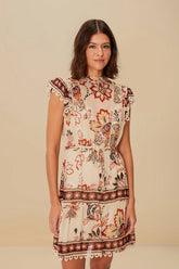 Sand Aura Floral Mini Dress | FARM Rio Women