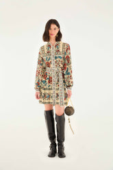 Sand Francesca Long Sleeve Mini Dress | FARM Rio | FARM Rio Women