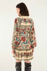 Sand Francesca Long Sleeve Mini Dress | FARM Rio | FARM Rio Women