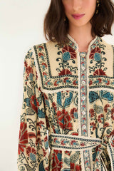 Sand Francesca Long Sleeve Mini Dress | FARM Rio | FARM Rio Women