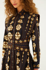 Black Embroidered Flowers Long Sleeve Organic Cotton Mini Dress | FARM Rio | FARM Rio Women