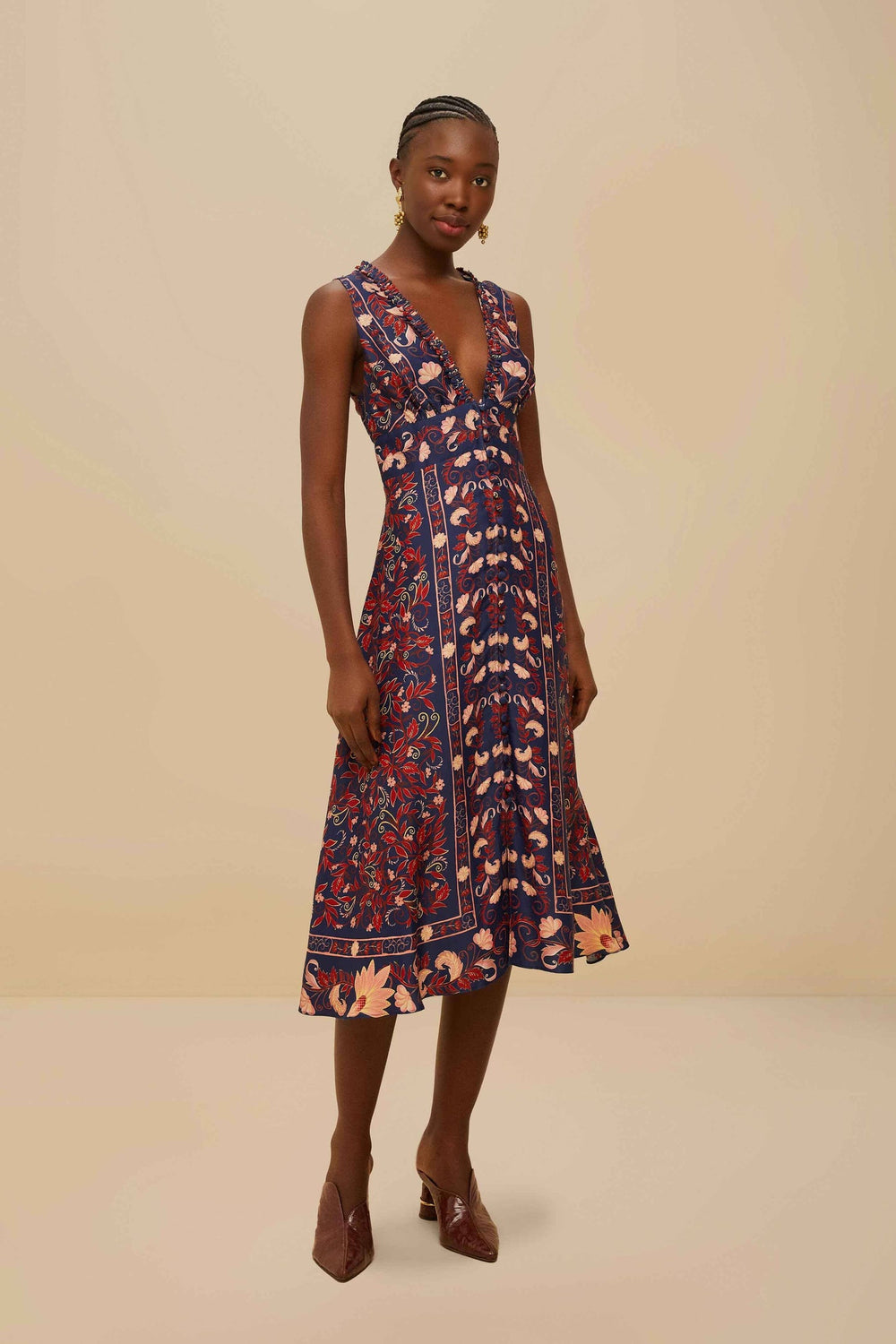 Blue Snake Garden Long Sleeve Mini Dress | FARM Rio Women