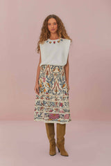 White Beaded Flowers T-Shirt | FARM Rio Women