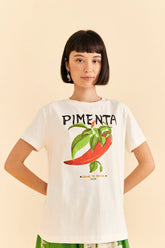 Off-White Peppers Organic Cotton T-shirt | FARM Rio Women