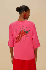 Pink Spicy Pepper Organic Cotton T-Shirt | FARM Rio Women