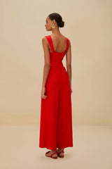 Red Sleeveless LENZING™ ECOVERO™ Euroflax™ Maxi Jumpsuit | FARM Rio Women