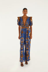 Blue Ornament Floral Jumpsuit | FARM Rio Women