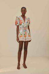 Off-White Bloom Garden LENZING™ ECOVERO™ Euroflax™ Romper | FARM Rio Women