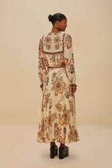 Sand Aura Floral Midi Skirt | FARM Rio Women