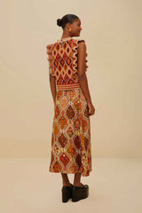 Multicolor Romantic Nature LENZING™ ECOVERO™ Viscose Midi Skirt | FARM Rio Women