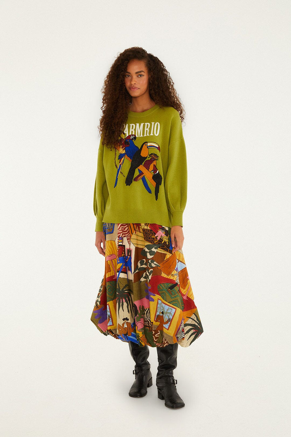 Multicolor Tropical Balloon Organic Cotton Midi Skirt | FARM Rio | FARM Rio Women