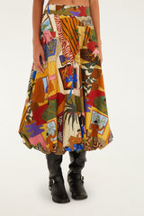 Multicolor Tropical Balloon Organic Cotton Midi Skirt | FARM Rio | FARM Rio Women