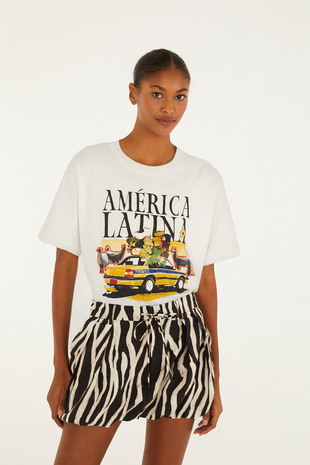 Black Tropical Zebra Organic Cotton Mini Skirt | FARM Rio | FARM Rio Women