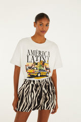 Black Tropical Zebra Organic Cotton Mini Skirt | FARM Rio | FARM Rio Women