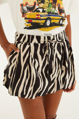 Black Tropical Zebra Organic Cotton Mini Skirt | FARM Rio | FARM Rio Women