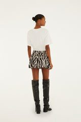 Black Tropical Zebra Organic Cotton Mini Skirt | FARM Rio | FARM Rio Women