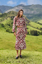 Bicolor Jacquard Waves Midi Skirt | FARM Rio | FARM Rio Women
