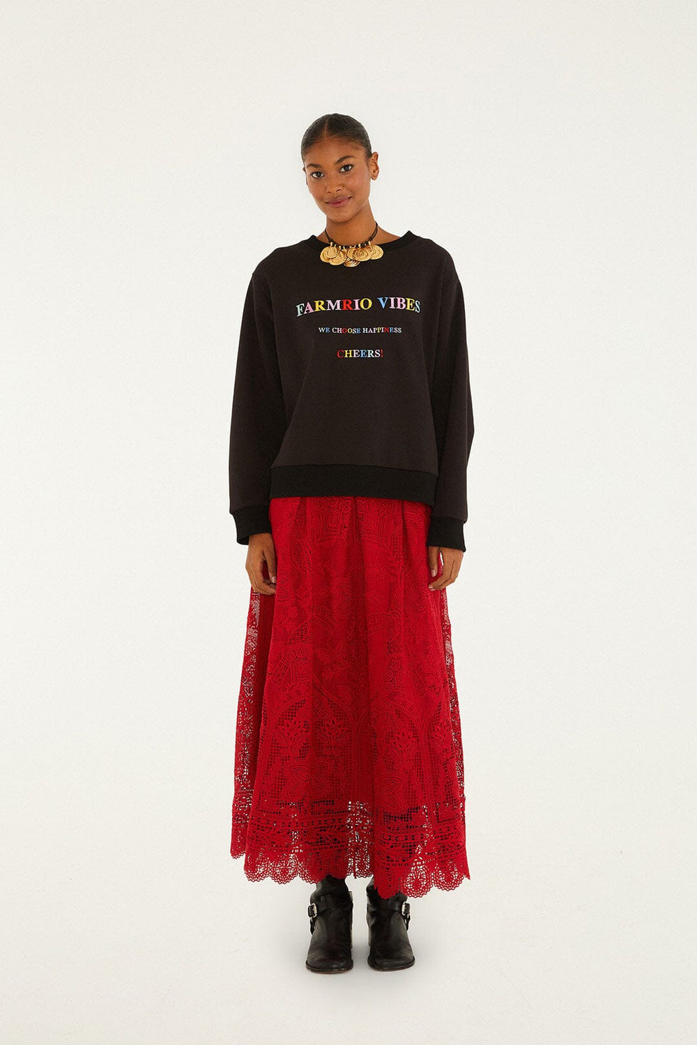 Red Guipure Boho Garden Skirt | FARM Rio | FARM Rio Women