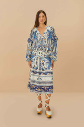 Off-White Ana Tapestry Organic Cotton Midi Skirt | FARM Rio Women