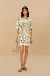 Off-White Folk Floral Mini Skirt | FARM Rio Women