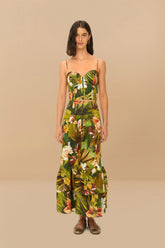 Multicolor Botanical Forest LENZING™ ECOVERO™ Euroflax™ Midi Skirt | FARM Rio Women