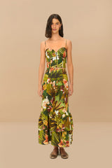 Multicolor Botanical Forest LENZING™ ECOVERO™ Euroflax™ Midi Skirt | FARM Rio Women