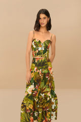 Multicolor Botanical Forest LENZING™ ECOVERO™ Euroflax™ Midi Skirt | FARM Rio Women