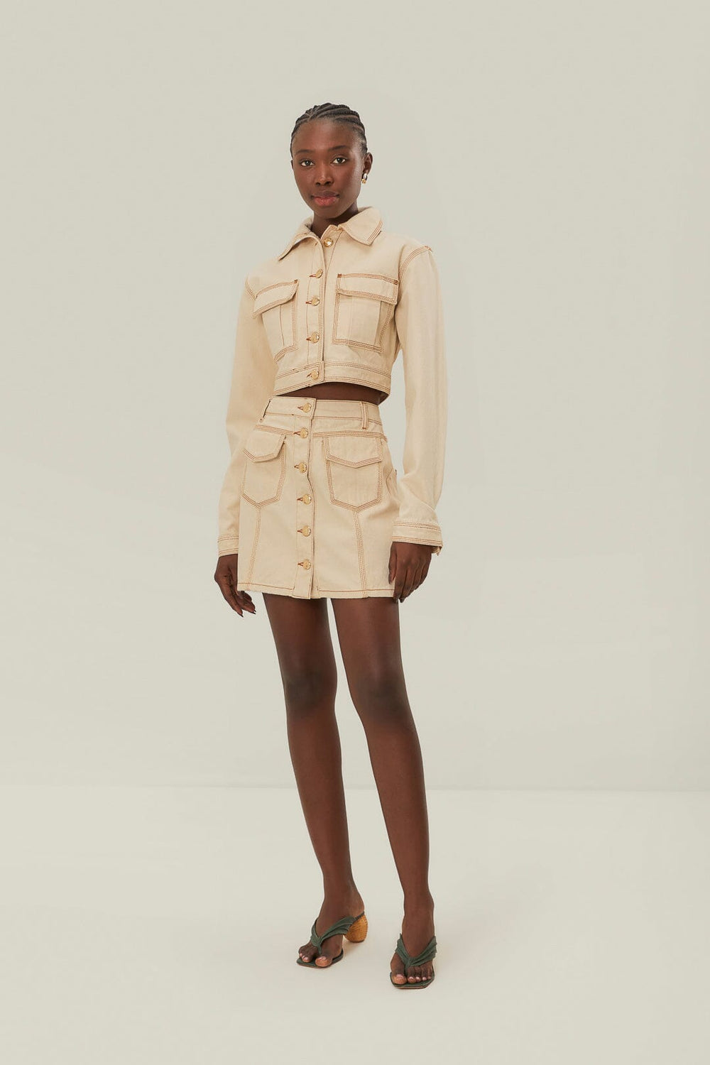 Off-White Gabardine Mini Skirt | FARM Rio Women