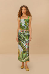 Blue Amazonia Forest Euroflax™ Premium Linen Maxi Skirt | FARM Rio Women