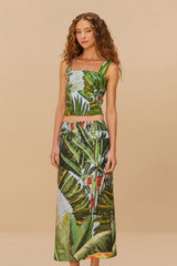 Blue Amazonia Forest Euroflax™ Premium Linen Maxi Skirt | FARM Rio Women