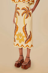 Sand Summer Cutwork Euroflax™ Premium Linen Skirt | FARM Rio Women