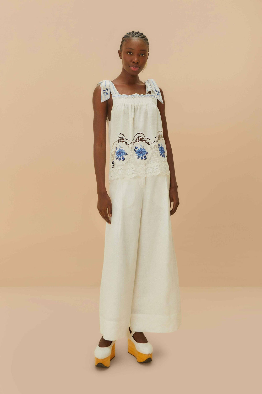 Off-White Euroflax™ Premium Linen High Waisted Pants | FARM Rio Women
