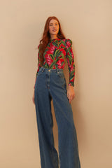Denim High Waist Pants | FARM Rio Women