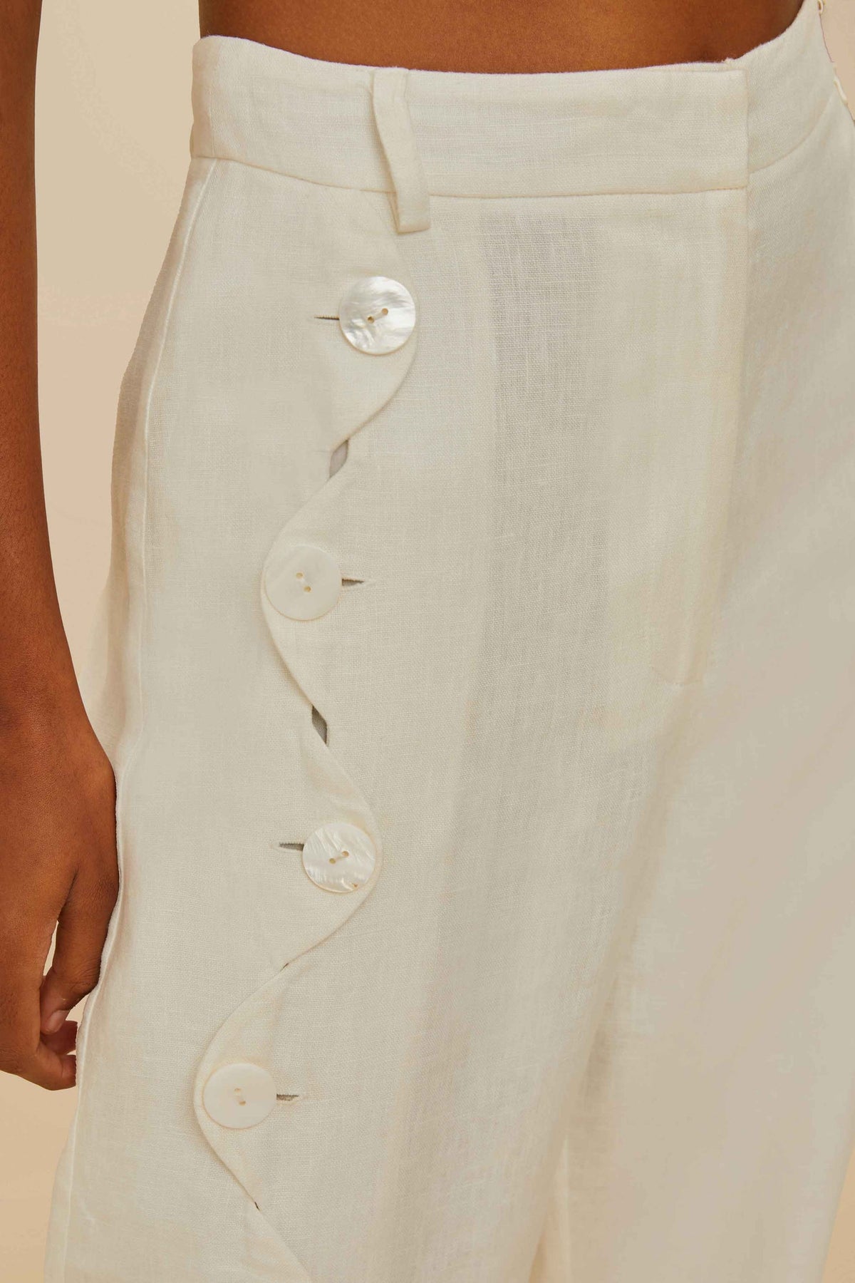 Off-White High Waisted Euroflax™ Premium Linen Pants | FARM Rio Women