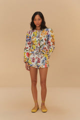 Off-White Greek Garden Shorts | FARM Rio Women