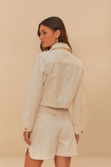 Off-White Twill Laser Pleated Shorts | FARM Rio Women
