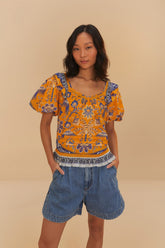Denim Pleated Shorts | FARM Rio Women