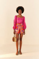 Pink Flower Tapestry Shorts | FARM Rio Women