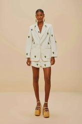 Off-White Embroidered Coconut Tree Shorts | FARM Rio Women