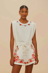 Off-White Flower Tapestry Embroidered Shorts | FARM Rio Women