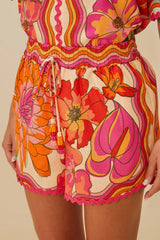 Beige Spring Affair LENZING™ ECOVERO™ Euroflax™ Shorts | FARM Rio Women