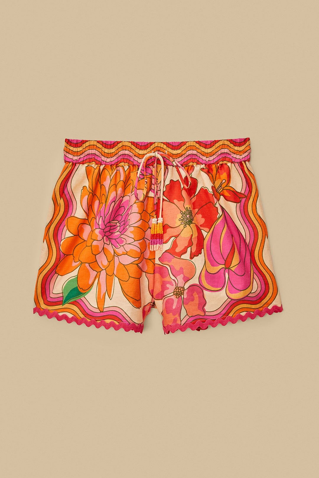 Beige Spring Affair LENZING™ ECOVERO™ Euroflax™ Shorts | FARM Rio Women