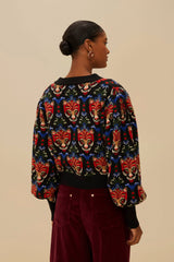 Black Boho Panther Cardigan | FARM Rio Women