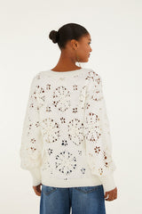 Off-White Crochet 3d Flower Knit Cardigan | FARM Rio | FARM Rio Women