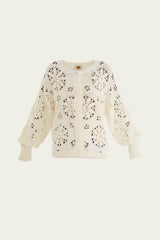 Off-White Crochet 3d Flower Knit Cardigan | FARM Rio | FARM Rio Women